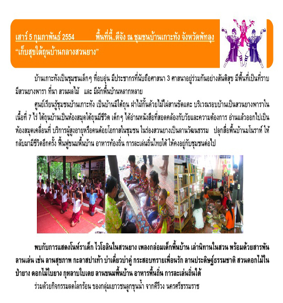 ณ ชุมชนบ้านเกาะทัง พัทลุง