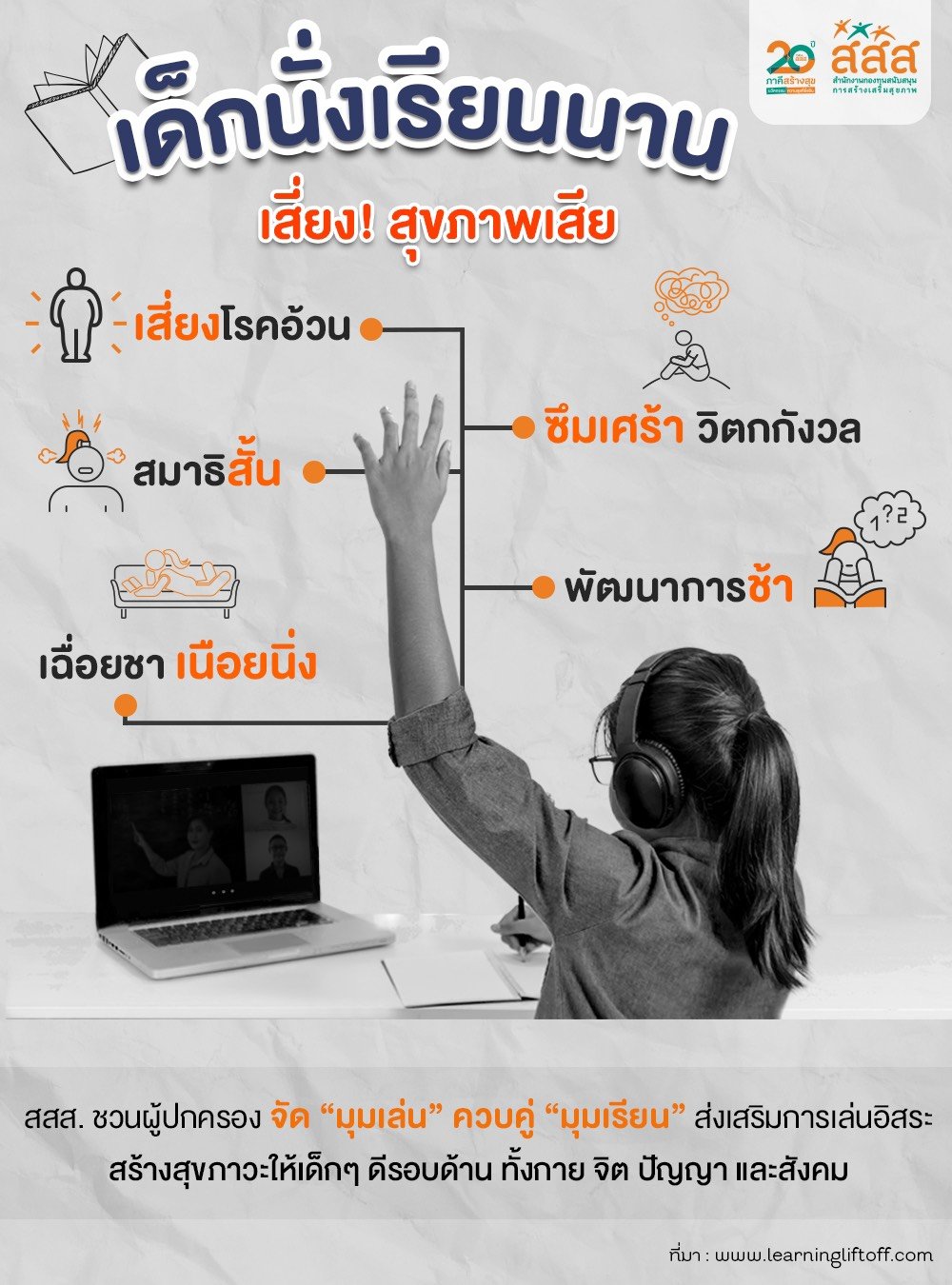 สสส. แนะวิธีลดเครียด เด็กเรียนออนไลน์ช่วงโควิด-19 thaihealth