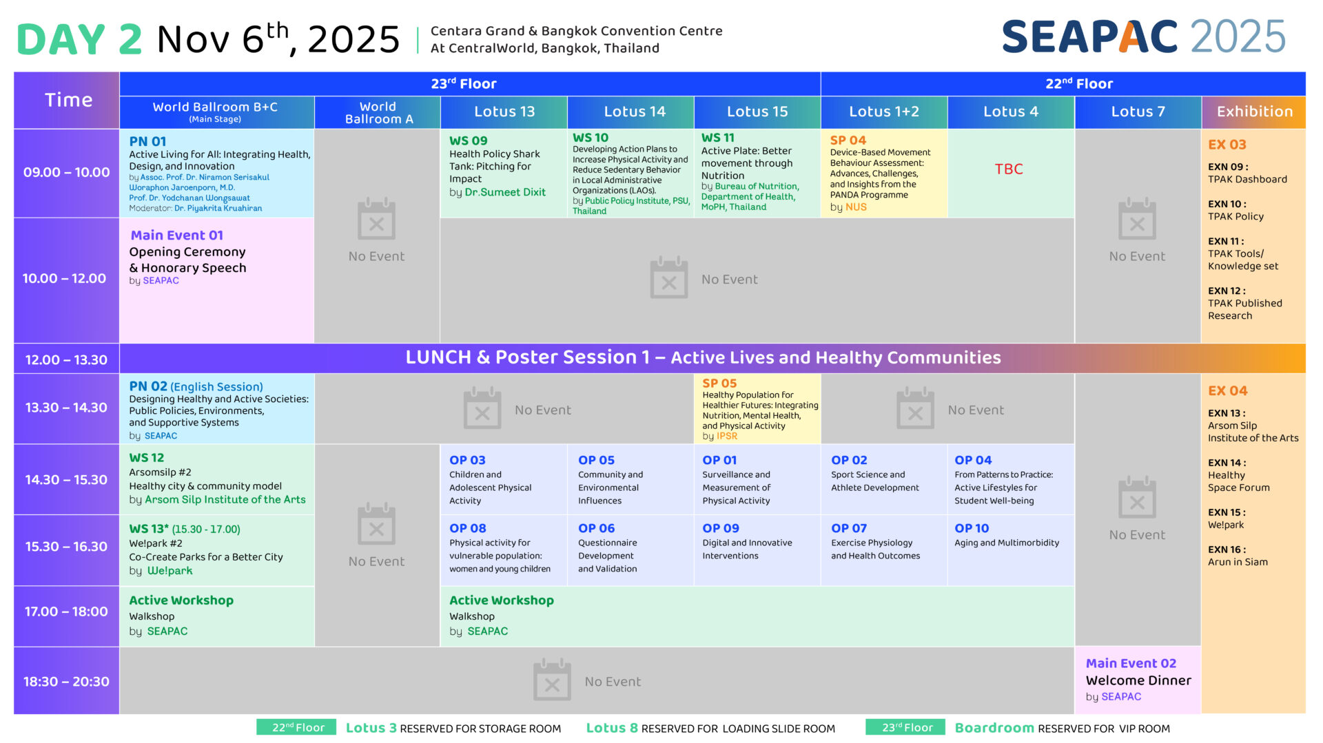 ตารางกิจกรรมงานเวทีสัมมนาด้านกิจกรรมทางกายระดับภูมิภาคเอเชียตะวันออกเฉียงใต้ หน้าที่ 2